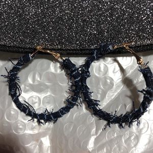 Denim Jean Hoop Earrings